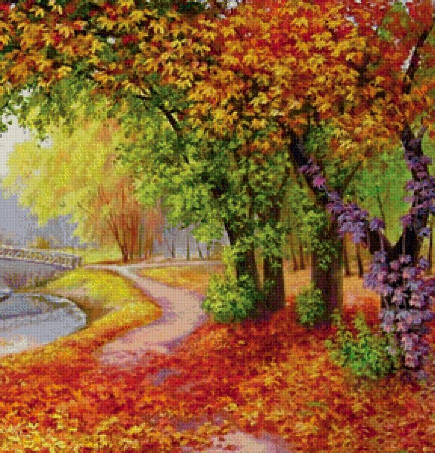 осенний парк часть 2 - мост, природа, дерево, река - предпросмотр