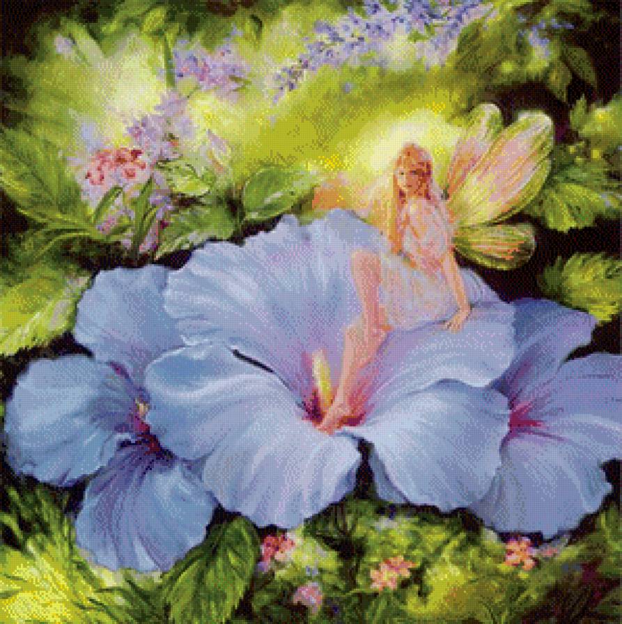 Серия "Ангелы" - дети, цветы, девочка, ангелы, феи, гибискус - предпросмотр
