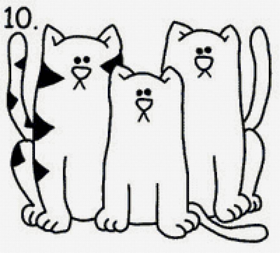 Котики - монохром, животные, контурная - предпросмотр