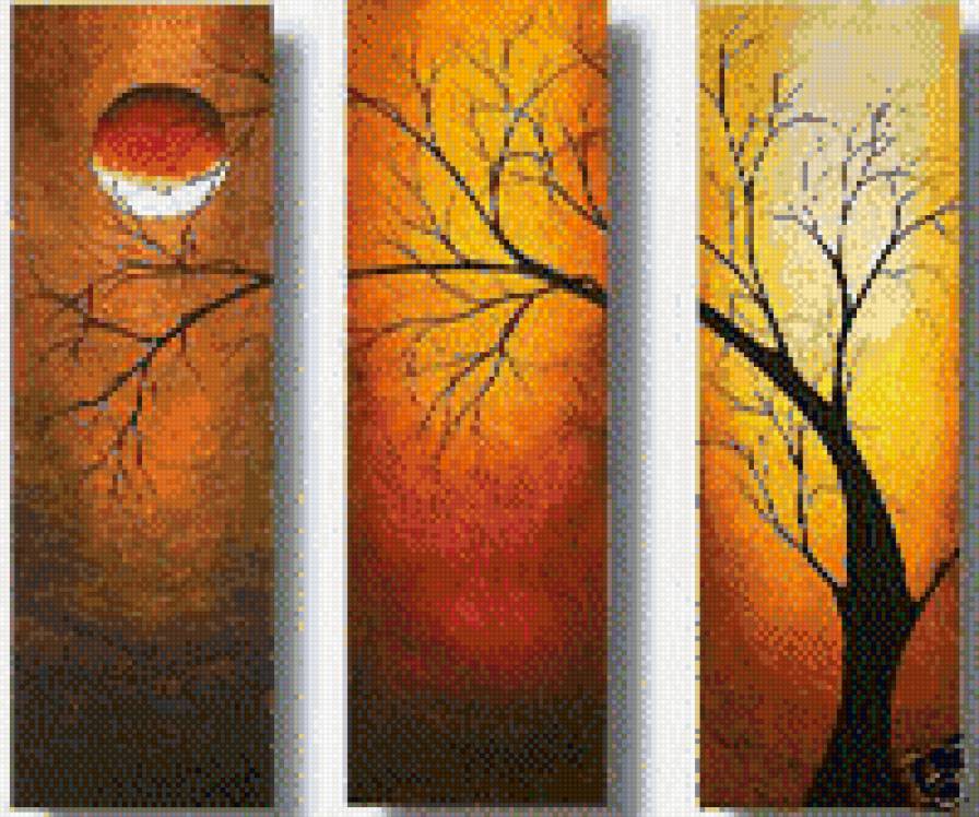 Триптих"Дерево" - пейзаж, триптих - предпросмотр