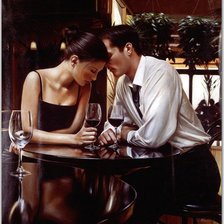 Схема вышивки «двое за столиком»