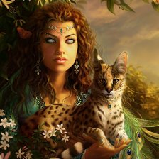 Схема вышивки «Провидица с котом Ашера»