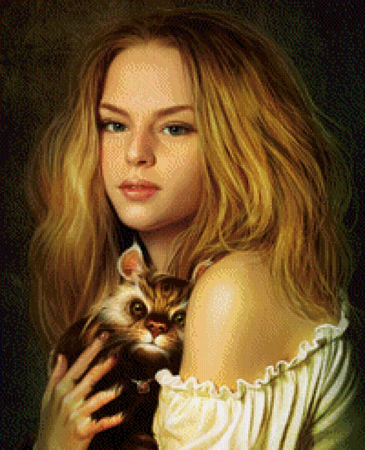 девушка и зверек - девушки, фентези - предпросмотр