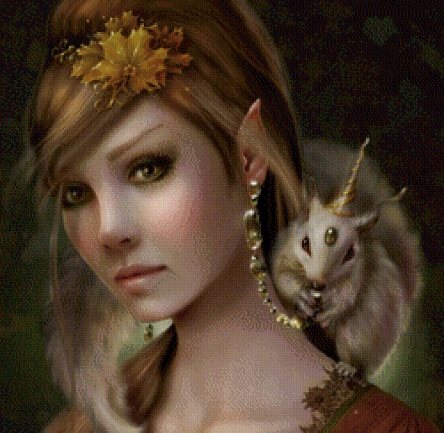 Девушка и зверек - фентези, девушки - предпросмотр