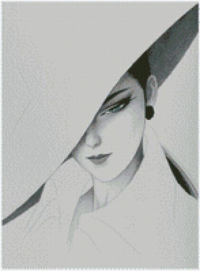 дама в шляпе2 - монохром, девушка, шляпа - предпросмотр