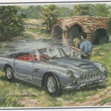 Схема вышивки «двое у моста»