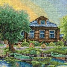 Схема вышивки «дом у реки»