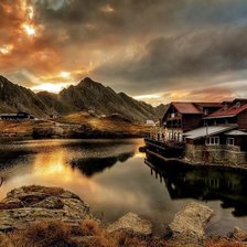 Схема вышивки «будинок біля озера»