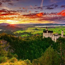 Схема вышивки «захід над замком»