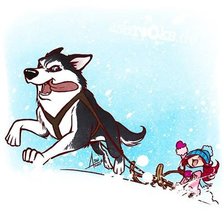 Схема вышивки «Хаски в упряжке»