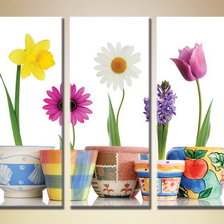 Схема вышивки «Триптих"Цветы в горшках"»