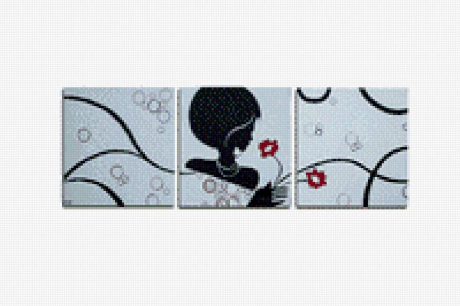 Триптих"Девушка" - девушка, монохром - предпросмотр