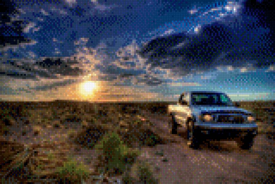 В путь - рассвет, автомобиль, пейзаж, дорога - предпросмотр