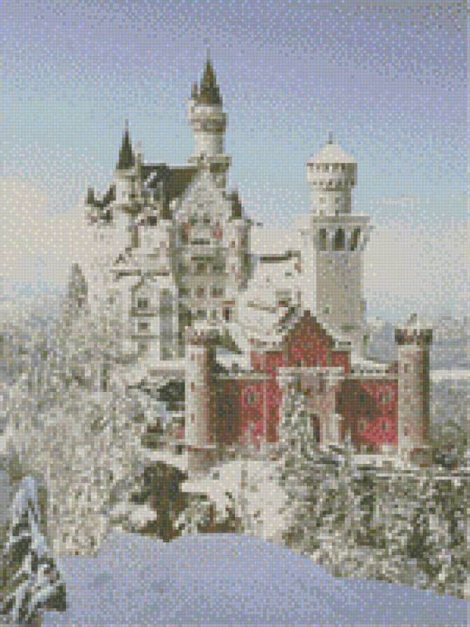 №441514 - пейзаж, зима, замок, картина - предпросмотр