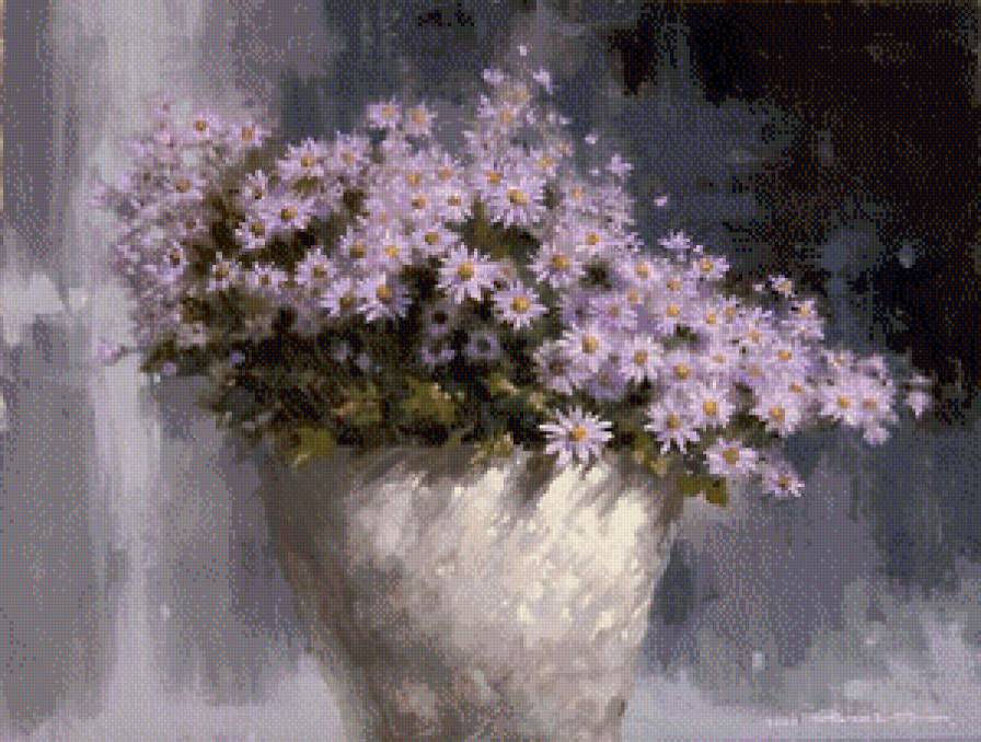 Ромашки полевые - натюрморт, цветы, ромашки, живопись, букет - предпросмотр