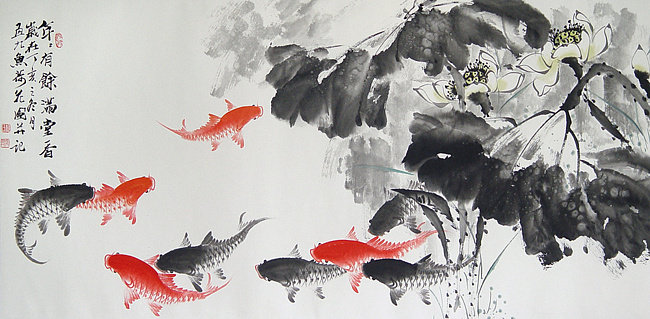 9 карпов кои - карпы, на удачу, кои - оригинал