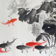 Схема вышивки «9 карпов кои»