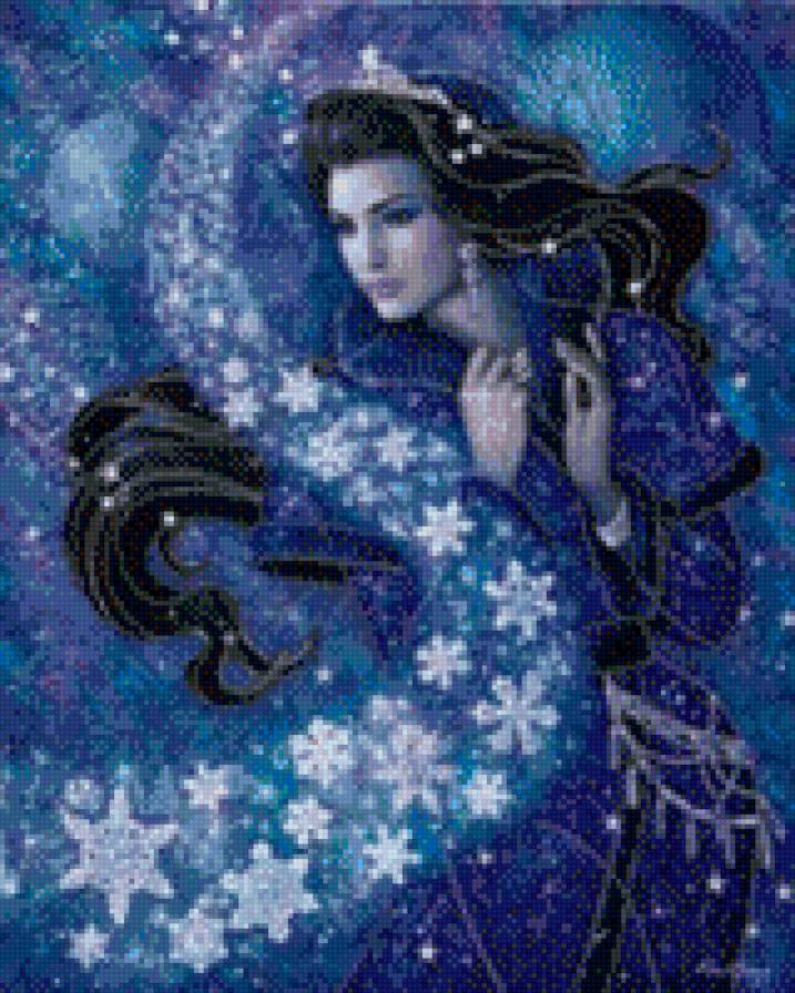 Девушка-снежинка - девушка, фэнтези, зима - предпросмотр