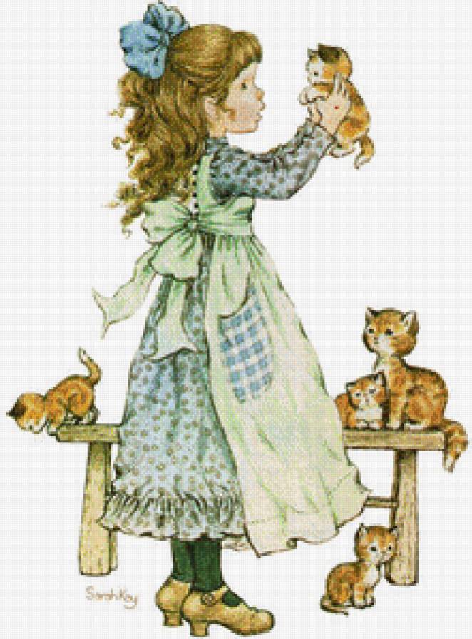 девочка - котята, девочка, игра - предпросмотр