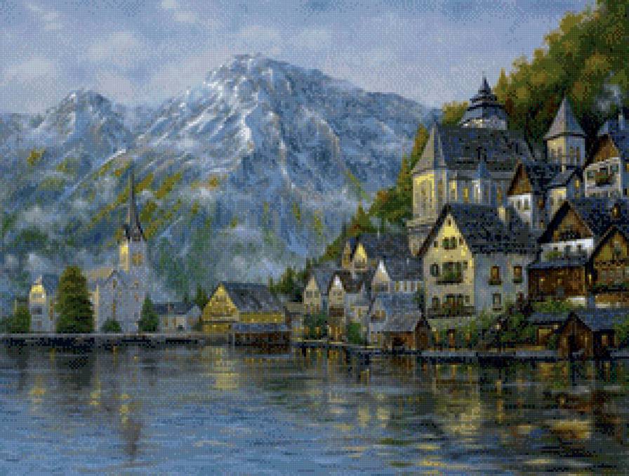 №443534 - пейзаж, горы, живопись - предпросмотр