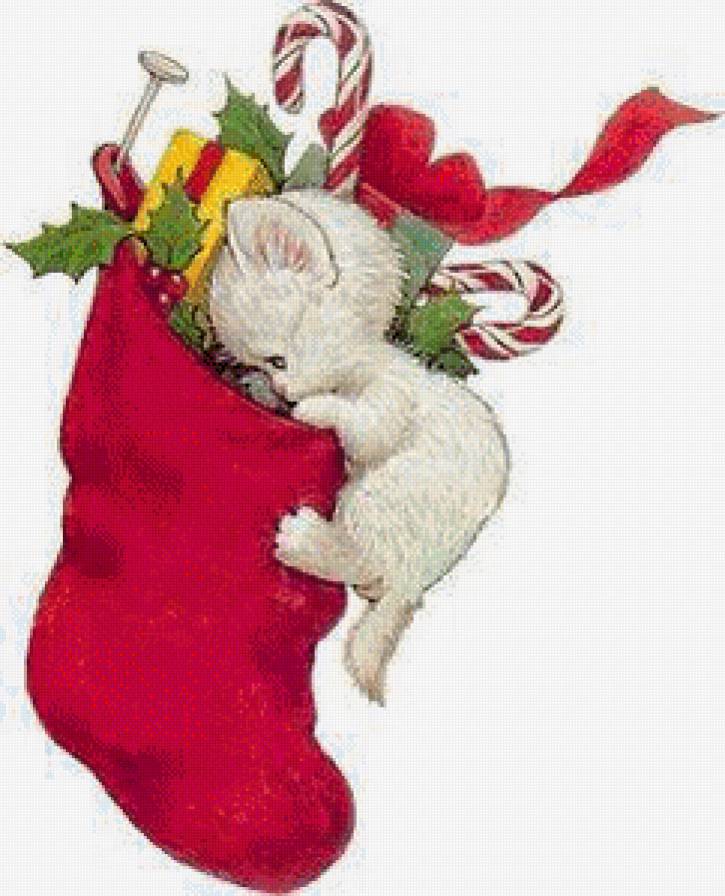 подарок - рождество, подарок, чулок, новый год, котенок - предпросмотр