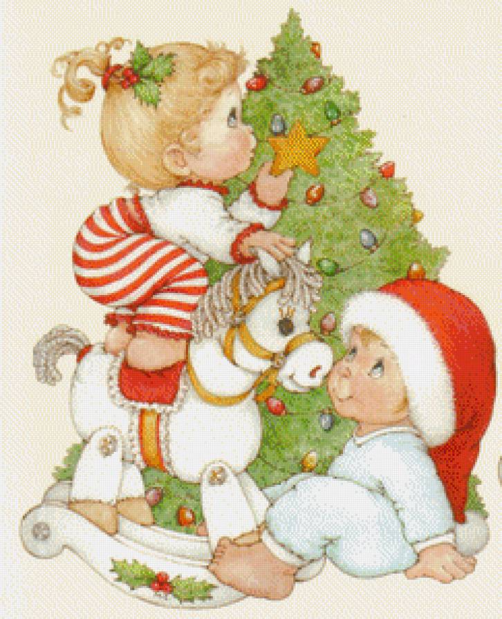 лошадка - овый год, елочка, дети, рождество - предпросмотр