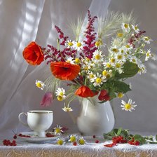 Схема вышивки «Ромашки и маки»