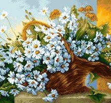 Схема вышивки «ромашки в корзине»