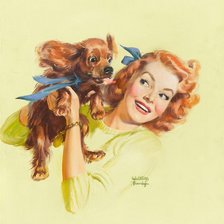 Схема вышивки «девушка с собакой.»