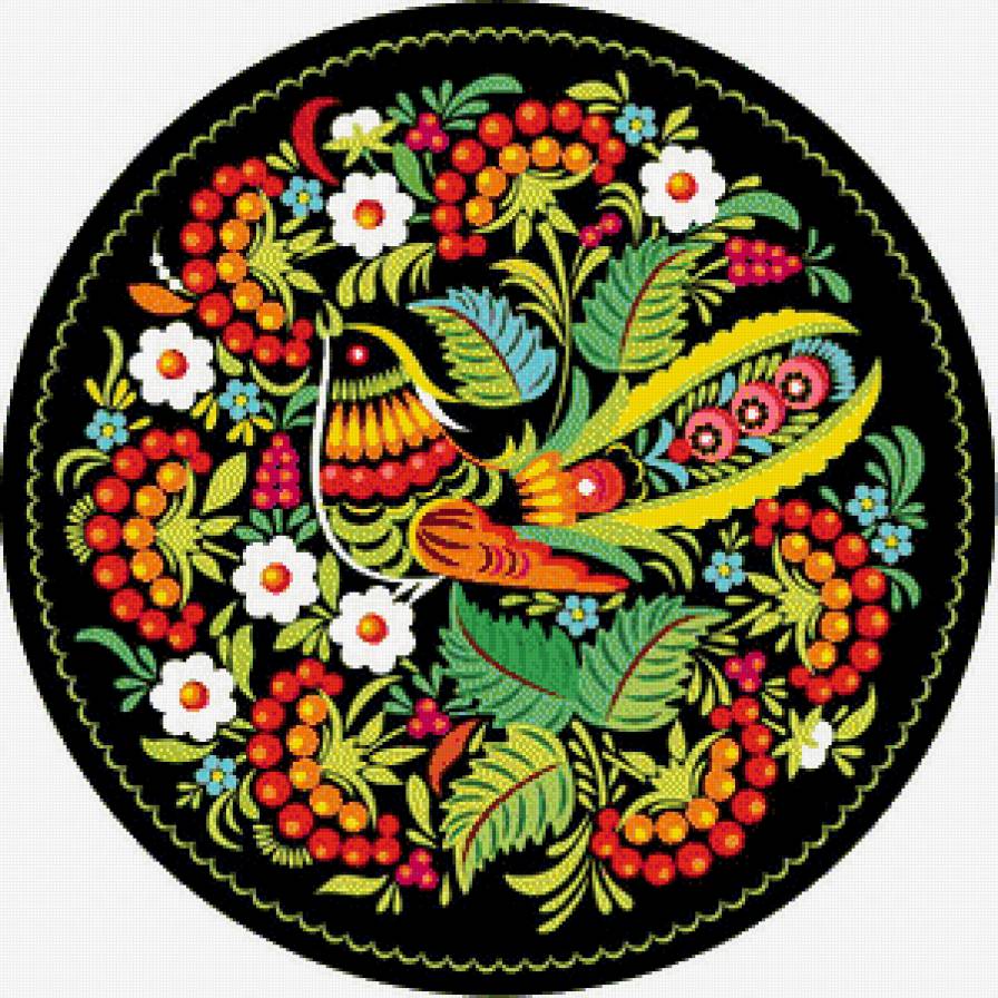 №444634 - роспись, узоры, подушка, орнамент, скатерть, ягоды, салфетка, цветы - предпросмотр