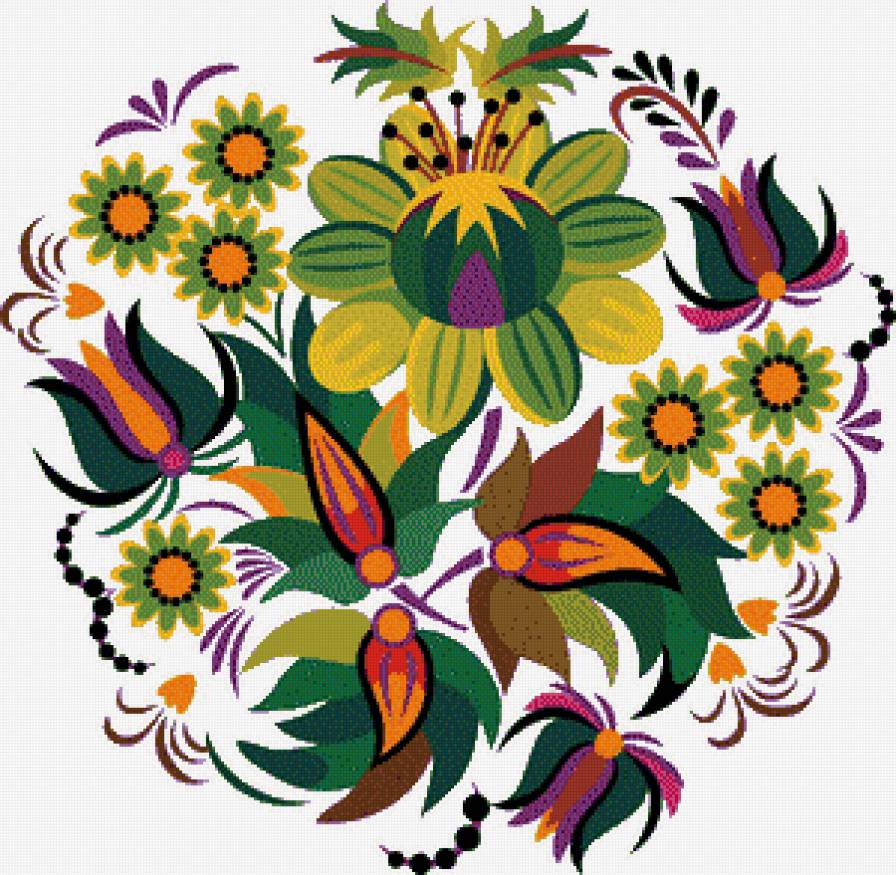 №444636 - салфетка, подушка, ягоды, цветы, узоры, скатерть, роспись, орнамент - предпросмотр