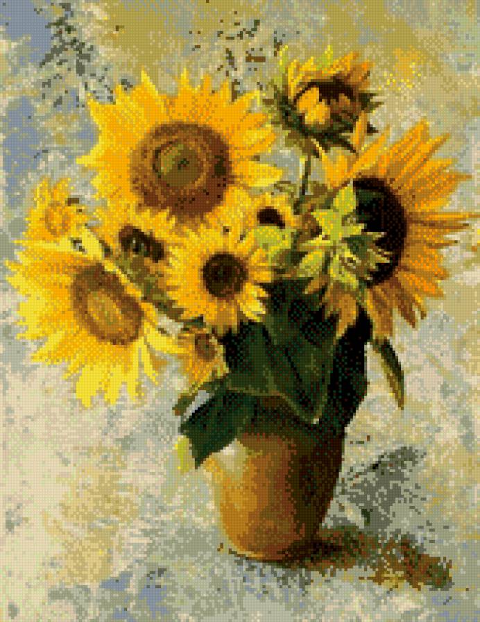 Подсолнухи - букет, цветы, подсолнухи - предпросмотр