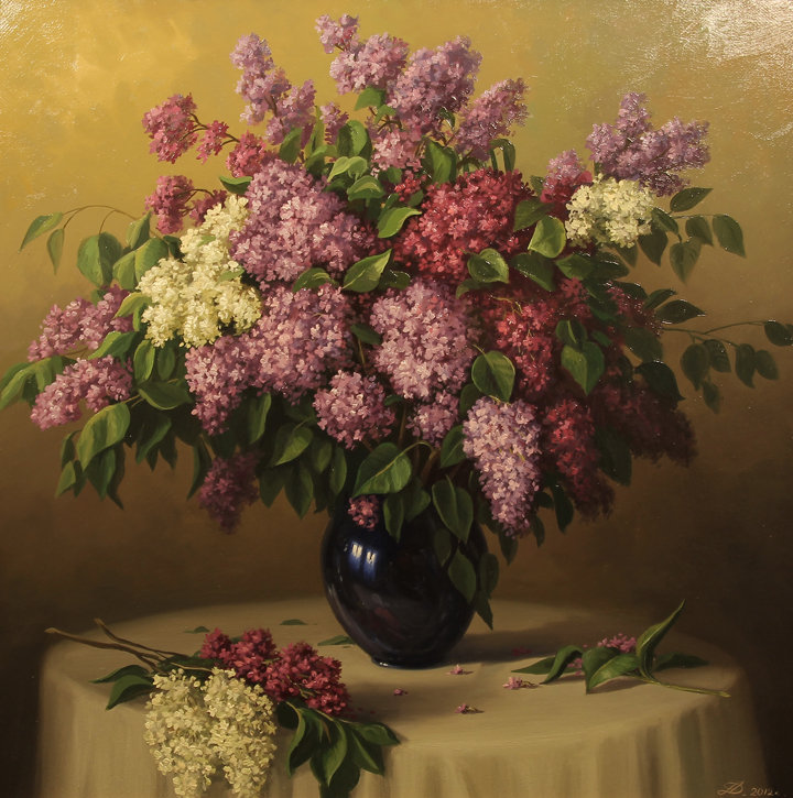 Букет сирени - цветы, ваза., сирень, букет - оригинал