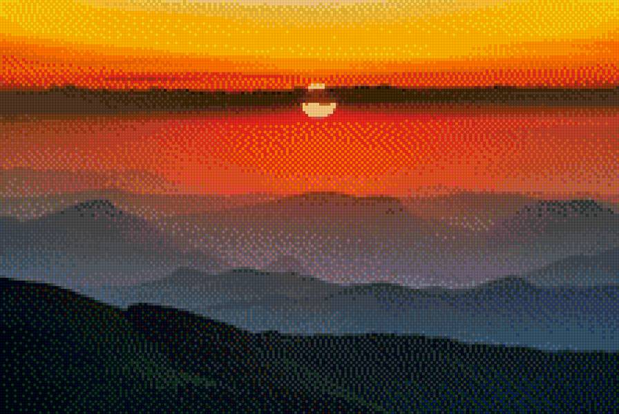 закат - закат, солнце, горы - предпросмотр