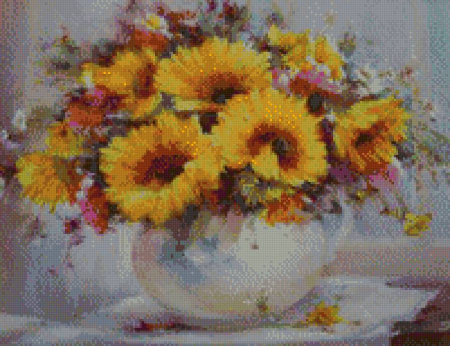 Цветы в вазе - цветы, натюрморт - предпросмотр