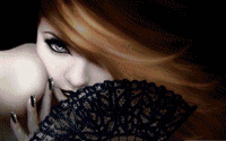 Девушка с веером - девушка, фэнтези - предпросмотр