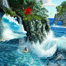 Схема вышивки «дельфины»