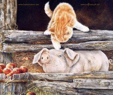 Схема вышивки «Свинка,подъем!»