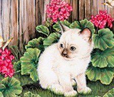 Схема вышивки «Котенок в цветах»