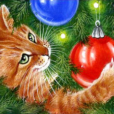 Схема вышивки «кот на елке»