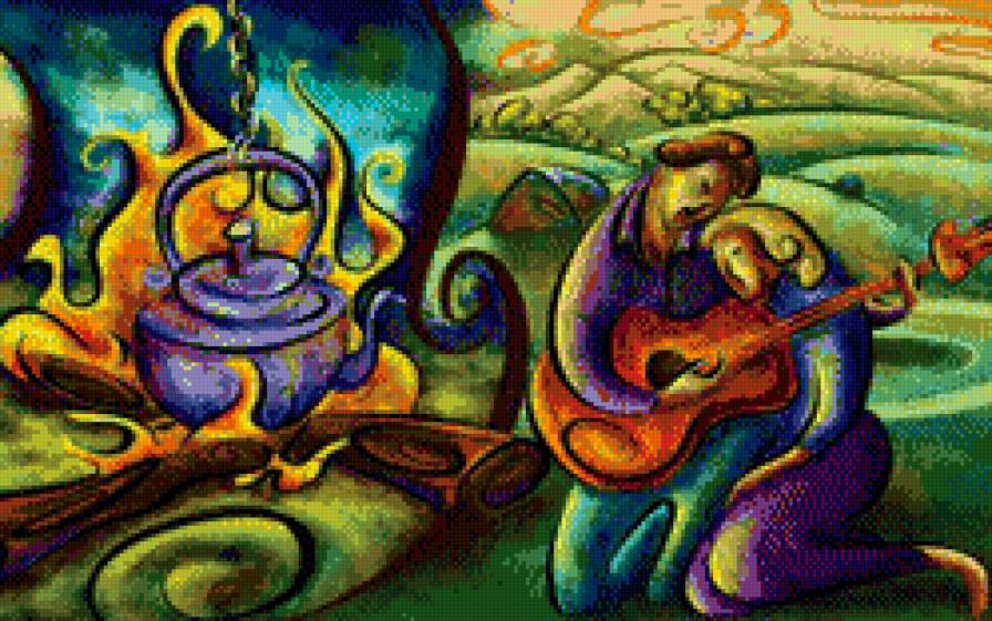 Пара у костра - любовь, пара, абстракция - предпросмотр