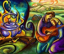 Схема вышивки «Пара у костра»