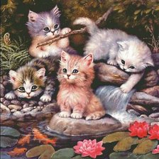 Схема вышивки «котята»