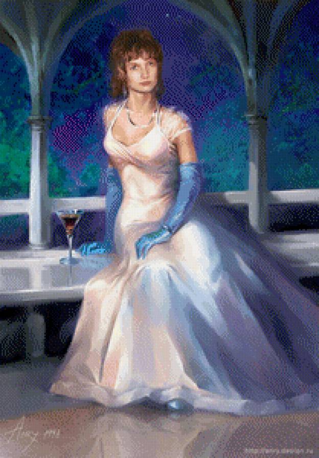 дама с вином - девушка, женщина, портрет, дама - предпросмотр