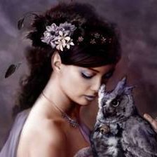 Схема вышивки «Девушка с совой»