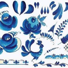 Узор в стиле гжель-подушка