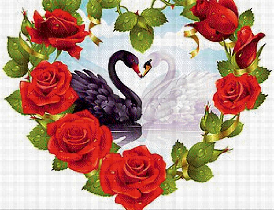 лебеди и розы - предпросмотр