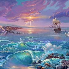 Схема вышивки «закат на море»