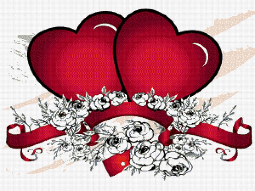 2 сердца - любовь, сердце, цветы - предпросмотр