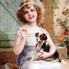 Схема вышивки «девочка со щенком»